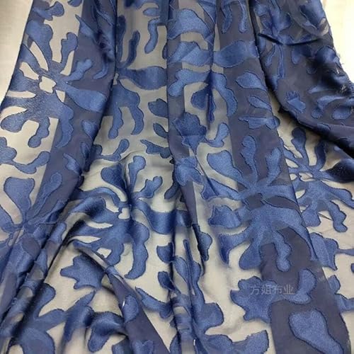 NANZU 150 cm breit schwarz blau bestickter halbtransparenter Chiffon-Stoff am laufenden Meter Polyester-Chiffon-Stoff zum Schneidern von Kleidung NANZU 150 cm breit schwarz blau bestickter halbtransparenter Chiffon-Stoff am laufenden Meter Polyester-Chiffon-Stoff zum Schneidern von Kleidung von NANZU