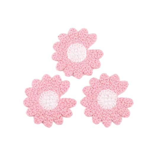 NANZU 30 Stück 35 cm kleine Gänseblümchen handgefertigte Häkelapplikationen Häkelblumen-Patches kleine Stickerei-Patches zum Aufbügeln für Kleidung von NANZU