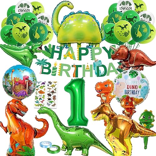 NAOLIU 36 Stück Dino Geburtstag Deko, Geburtstagsdeko 1 Jahr Jungen, Dinosaurier Geburtstag Deko,Grün Dino Luftballon, für Dinosaurier Party Dschungel Party Kinder von NAOLIU