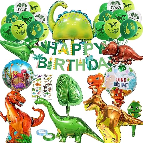 NAOLIU Dino Geburtstag Deko,Dinosaurier Geburtstagsdeko Jungen, Grüner Dino Luftballons,Geeignet für die Dekoration von Dschungelpartys für Kinder von NAOLIU