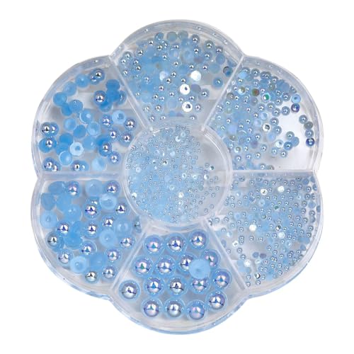 NAOLVE Halbperlen, Perlen mit Flacher Rückseite, 1.5/2/2.5/3/4/5/6mm Halbrunde Perlen, Halbrund Nägel Perlen, FlatBack Perlen, für Gesicht Nagel DIY Becher Becher Kunst Schuhe Kleidung (Blau) von NAOLVE