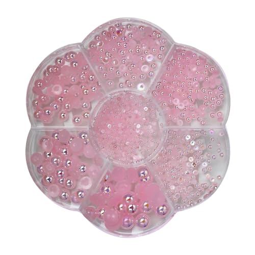 NAOLVE Halbperlen, Perlen mit Flacher Rückseite, 1.5/2/2.5/3/4/5/6mm Halbrunde Perlen, Halbrund Nägel Perlen, FlatBack Perlen, für Gesicht Nagel DIY Becher Becher Kunst Schuhe Kleidung (Rosa) von NAOLVE