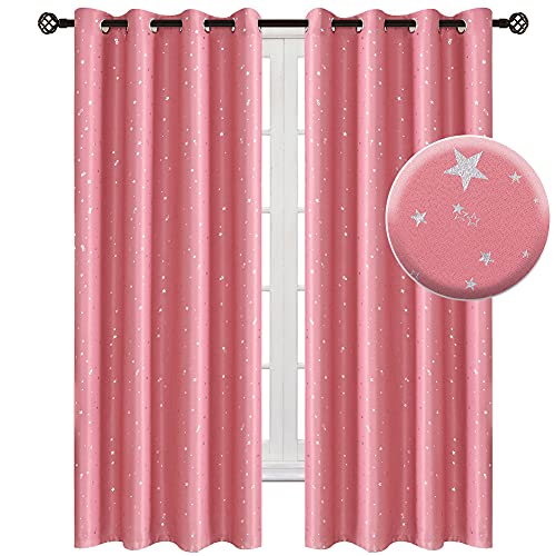 NAPEARL Vorhang Kinderzimmer Mädchen, Kindervorhänge mit Silbernen Sternen, 2 Stücke Rosa Blickdichte Vorhänge, Stern Kinderzimmer Gardinen mit Ösen, Jeder H 160 X B 132cm NAPEARL Vorhang Kinderzimmer Mädchen, Kindervorhänge mit Silbernen Sternen, 2 Stücke Rosa Blickdichte Vorhänge, Stern Kinderzimmer Gardinen mit Ösen, Jeder H 160 X B 132cm von NAPEARL