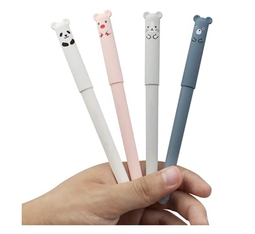 NAQ Gelschreiber Süße Kugelschreiber Gelstifte 0.35mm Cartoon Tier Löschbar Tintenroller Kinderkugelschreiber Studenten Schule Büromaterial für Büro Schule Bedarf (4PCS) von NAQ