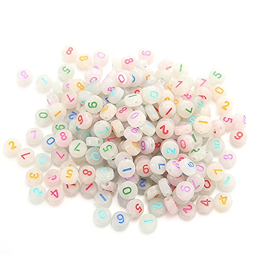 perlen leuchtend armband 100 Stück Acryl Alphabet Buchstaben Perlen Mini Bunte Buchstabenperlen Herz Perlen Nummer Perlen Rund Perlen zum Auffädeln für DIY Armband Schmuck (H5) von NAQ