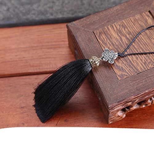 2 STÜCKE 10 cm Chinesischer Knoten Baumwolle Seide Quaste Kordeln mit Krwon Kappen für Ohrringe Charm Anhänger Satin Quaste DIY Schmuck-Schwarz 2 STÜCKE 10 cm Chinesischer Knoten Baumwolle Seide Quaste Kordeln mit Krwon Kappen für Ohrringe Charm Anhänger Satin Quaste DIY Schmuck-Schwarz von NARENDRA