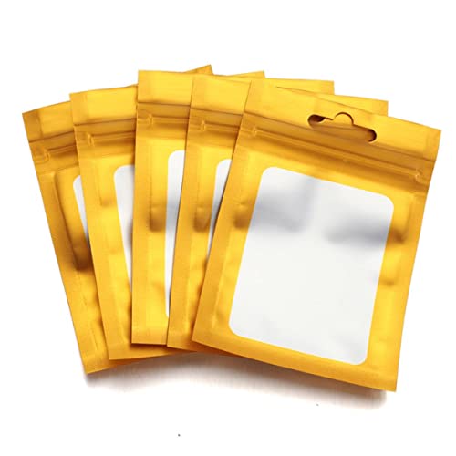50 Stück bunte selbstdichtende Plastiktüten mit Reißverschluss, Mylar-Beutel mit klarem Fenster für DIY-Schmuck-Display, wiederverwendbare Druckverschluss-Hängebeutel, gelb, 6 x 10 cm von NARENDRA