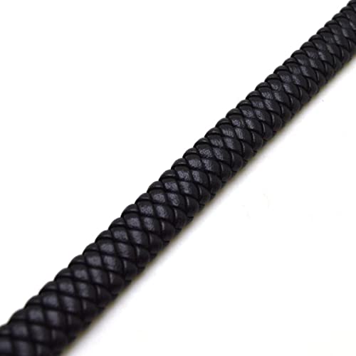 NARENDRA 1 mt/los Durchmesser 12mm*6mm Geflochtenes Lederband flach Leder Seil Thread Für DIY Halskette Armband Schmuckherstellung-schwarz von NARENDRA