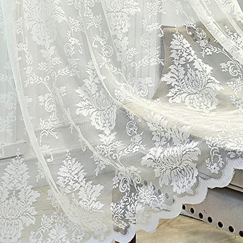 NARENDRA Weißer Spitzen-Tüll-Vorhang für Wohnzimmer, Schlafzimmer, Fenster, europäischer Vorhang, Tüll, B 300 x L 260 cm, 1 Stück, Tülle Oben von NARENDRA
