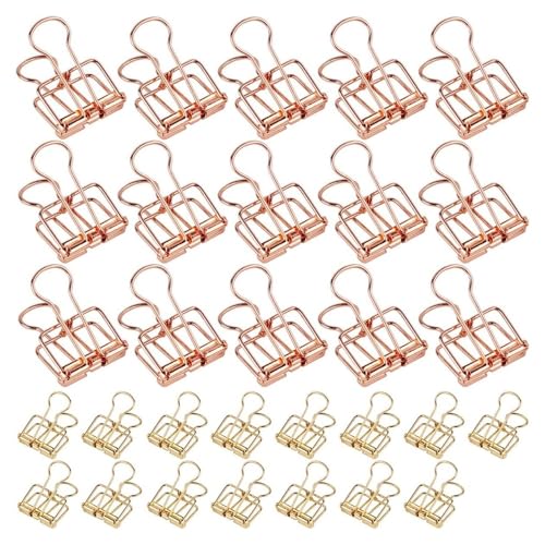 NARHOR 30 Stück Foldback-Klammer Zettelclips Hohl Binder Clips Long Tail Clip für Foto Wand Drahtgitter Display,2 Verschiedenen Größen Roségold, Gold NARHOR 30 Stück Foldback-Klammer Zettelclips Hohl Binder Clips Long Tail Clip für Foto Wand Drahtgitter Display,2 Verschiedenen Größen Roségold, Gold von NARHOR
