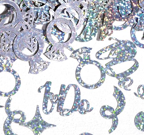 200 Stück Hochzeitstisch-Folien-Konfetti, Brautparty-Konfetti, Diamantring "I Do", Verlobungsparty-Dekorationen, silberner Glitzer 200 Stück Hochzeitstisch-Folien-Konfetti, Brautparty-Konfetti, Diamantring "I Do", Verlobungsparty-Dekorationen, silberner Glitzer von NARLOPI