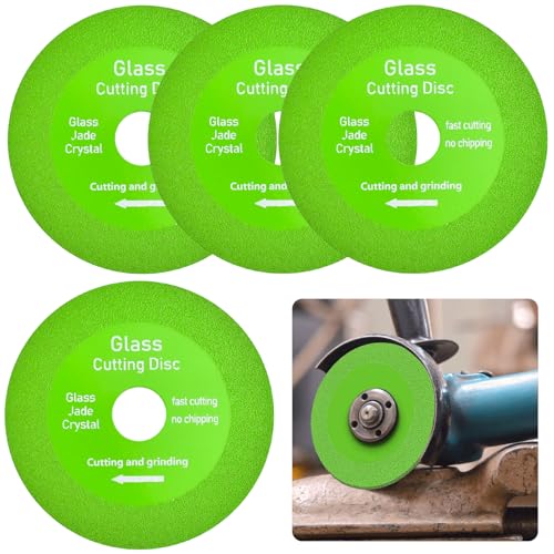 NAROSEBE 4 Stück Diamanttrennscheiben Fliesen Glas Schneiden Trennscheibe 100mm Glasschneider Diamant Glastrennscheibe Glass Cutting Disc Flexscheiben für Glas Keramik Marmor (100x22.23mm) von NAROSEBE