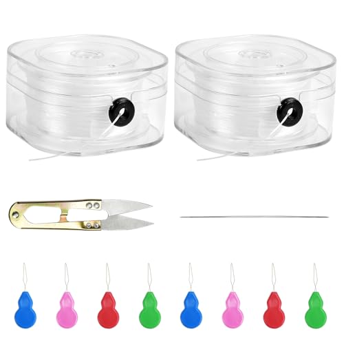 Partielle 170m Gummiband für Armbänder 0.8mm Transparente Perlen Faden Elastische Schmuckfaden schmuckfaden nylonfaden transparent Reißfeste Schnur mit Perlennadel und Schere Unsichtbar Angelschnur von NAROSEBE