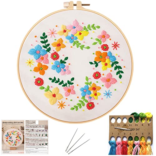 NASHRIO DIY Sticken Set für Erwachsene und Anfänger, Stickset mit Besticktes Tuch, Stickrahmen, Nadeln und Embroidery Thread, Anweisung, Embroidery Kit für Stickerei Bastler. von NASHRIO