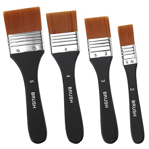 Pinsel für Acrylfarbe - 4 Stück Set Premium Künstler Pinsel, Professionelle Qualität Flache Borsten Nylon Pinsel, Ergonomisches einteiliges Design, Praktisch und Vielseitig, Perfekt für Heimdekoration von NASHRIO