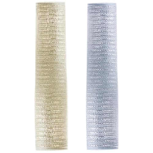 2 Rollen Weihnachtsbaumband, 25, 4 cm x 9, 1 m, metallisch glitzerndes Gold- und Silberband zum Basteln, für Weihnachtsbaumkränze und Girlanden von NASSMOSSE
