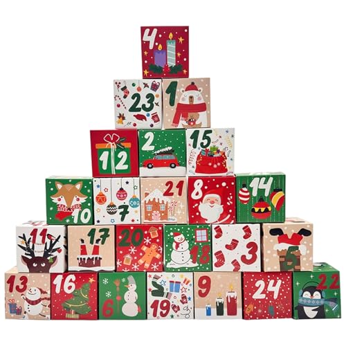 24-teilige Adventskalenderbox, 24 Tage Countdown, leerer Adventskalender zum Selbstbefüllen, 3-Zoll-Kraftpapierbox 2025 für Weihnachtsparty-Zubehör 24-teilige Adventskalenderbox, 24 Tage Countdown, leerer Adventskalender zum Selbstbefüllen, 3-Zoll-Kraftpapierbox 2025 für Weihnachtsparty-Zubehör von NASSMOSSE
