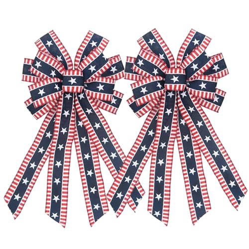 2pcs rot weiß und blaues Bandbogen für Kranz, 11, 4x20.9 Patriotisches Bandhängedekor für Fenster, Türen, Kränze, Banister, Zäune 2pcs rot weiß und blaues Bandbogen für Kranz, 11, 4x20.9 Patriotisches Bandhängedekor für Fenster, Türen, Kränze, Banister, Zäune von NASSMOSSE