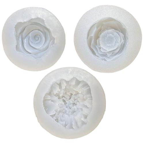 3pcs Blütenformen Silikon, Mehrzweck 3D-Pfingstrotenblütenformen, perfekt für die Herstellung von Duftkerzen, Seifen, Gipsharzhandwerk von NASSMOSSE
