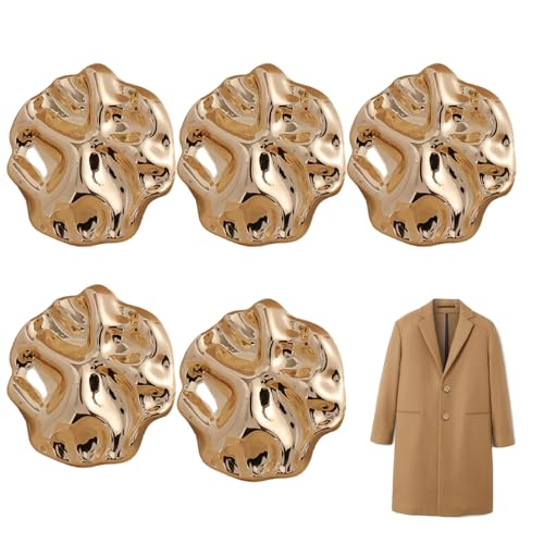 5 pcs goldene Knöpfe, schöne goldene Ton -Tone unregelmäßige Formknöpfe für Kleidung, Nähzubehör für Uniformen/Kleider/Anzüge/Blazer 5 pcs goldene Knöpfe, schöne goldene Ton -Tone unregelmäßige Formknöpfe für Kleidung, Nähzubehör für Uniformen/Kleider/Anzüge/Blazer von NASSMOSSE