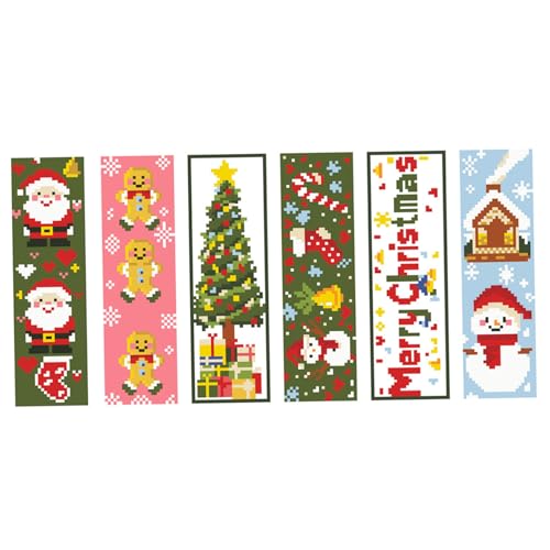 6er-Set Kreuzstich-Lesezeichen, 20 cm, DIY-Stickerei-Lesezeichen-Set mit Filz- und Stickgarnrückseite, Anleitung für Erwachsene, Buchliebhaber und Anfänger. von NASSMOSSE