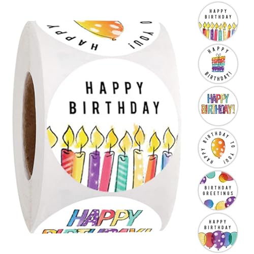 Geburtstagsaufkleber 500pcs/Roll niedliche runde Aufkleber für Geburtstagsklebstoffumschließungsrolle Personalisierte Etiketten für Partys Feiern Sie Geschenkdekorationen Geburtstagsaufkleber 500pcs/Roll niedliche runde Aufkleber für Geburtstagsklebstoffumschließungsrolle Personalisierte Etiketten für Partys Feiern Sie Geschenkdekorationen von NASSMOSSE