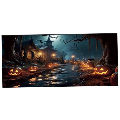 Halloween Garage Door Banner 13x6ft Kürbis & Nacht Schloss Garagentor -Türabdeckung mit Tarif und 20 Fuß Seil lebendig Festliche gruselige Halloween Garagentordekorationen von NASSMOSSE