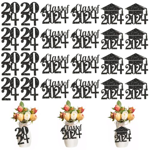 NASSMOSSE 2024 Abschlussfeierdekorationen für Vase 24PCS/Set Black Graduation Cap Dekorationen Glitzerpapierklasse 2024 NASSMOSSE 2024 Abschlussfeierdekorationen für Vase 24PCS/Set Black Graduation Cap Dekorationen Glitzerpapierklasse 2024 von NASSMOSSE