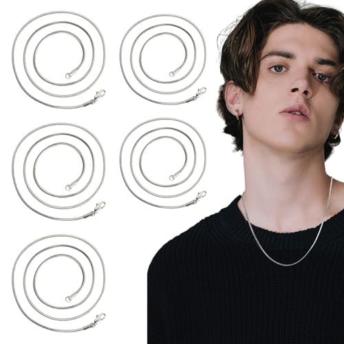 NASSMOSSE 5pcs Silberschlangenkette, 20 -Zoll -Schlangenkette für Schmuckherstellung, Modeaccessoires für Männer Geschenk von NASSMOSSE