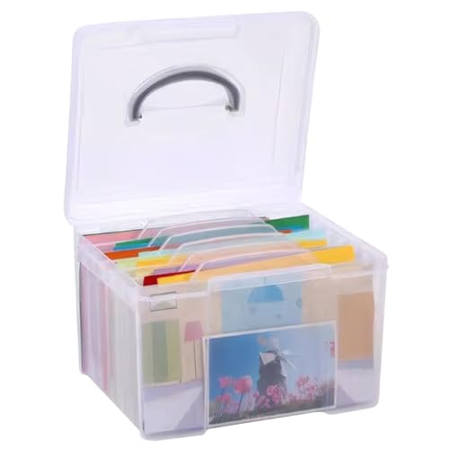 NASSMOSSE Foto-Aufbewahrungsbox mit innerem Fotohalter, 12,7 x 17,8 cm, Foto-Aufbewahrungsbehälter mit Hebegriff, schützend, staubdicht, Foto-Organizer für Bilder, Aufkleber, Stempel, transparent von NASSMOSSE