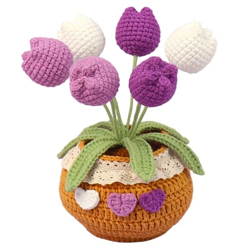 NASSMOSSE Häkeltulpen, 6 Köpfe Stricken Häkelblumen, Simulation weicher Blumentopf für Freundinnen Kinder Kinder Home Schreibtischdekoration NASSMOSSE Häkeltulpen, 6 Köpfe Stricken Häkelblumen, Simulation weicher Blumentopf für Freundinnen Kinder Kinder Home Schreibtischdekoration von NASSMOSSE