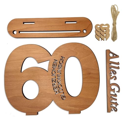 NASSMOSSE Holzgästebuch zum 60. Geburtstag, Signaturschild zum 60. Geburtstag, Holzschild, Gästebuch zum 60. Jahrestag, Hochzeit, Dekoration, Geschenk von NASSMOSSE