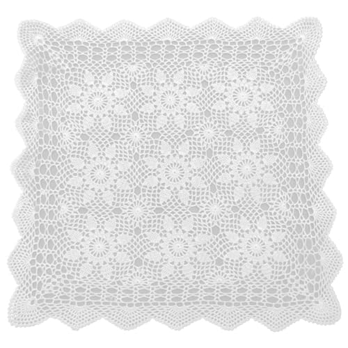 NASSMOSSE Quadratisch Tischtuch, 22-24 Zoll gehäkeltes Tischtuch quadratischer Tisch, Blumenmuster hohl aus weißer Tischdecke, dekorative Tischdecke für Zuhause, Hotel, Restaurant von NASSMOSSE