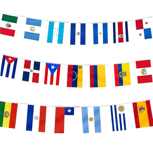 NASSMOSSE Spanische Klassenzimmerdekorationen 19.7ft akribische Polyester -String -Flaggen 7, 9x11, 8 Zoll 20 spanischsprachige Landflaggen für traditionelle Monate und kulturelle Ereignisse NASSMOSSE Spanische Klassenzimmerdekorationen 19.7ft akribische Polyester -String -Flaggen 7, 9x11, 8 Zoll 20 spanischsprachige Landflaggen für traditionelle Monate und kulturelle Ereignisse von NASSMOSSE