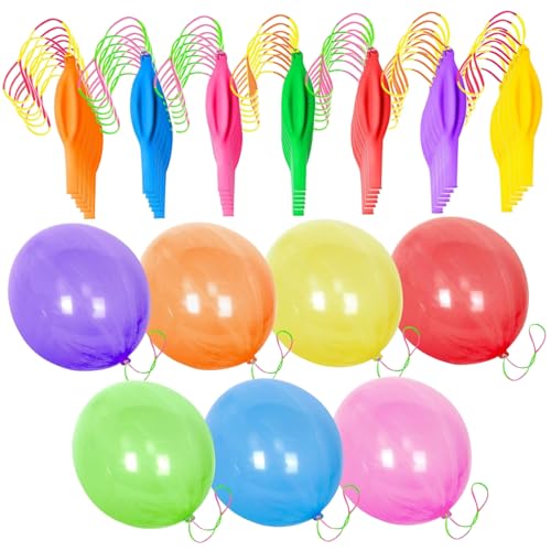 Punchballons für Kinder 35pcs 18 Zoll verschiedene Farben Neon -Stempelballons mit Gummiband -Griffe Latexballon für tägliche Spiele Hochzeitsgeburtstagsfeier Gefälligkeiten von NASSMOSSE