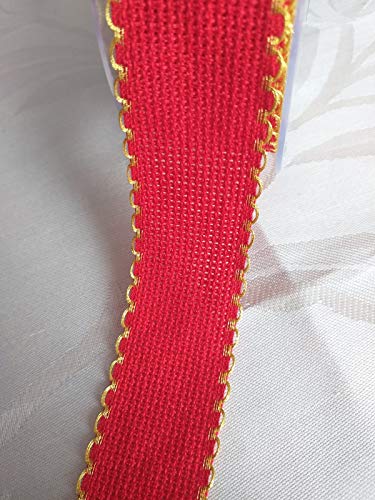 NASTRIFICIO ROSSI SAS Aida-Band 2,5 m Variante Weihnachten 33 mm (rot/gold) von NASTRIFICIO ROSSI SAS