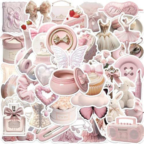 NATOSU 50 Stück Girly Pink Stickers Pack, ästhetische Kawaii-Aufkleber für Wasserflasche, Laptop, Skateboard, Gitarre, Scrapbook, Journaling, Anime-Aufkleber für Mädchen und Frauen NATOSU 50 Stück Girly Pink Stickers Pack, ästhetische Kawaii-Aufkleber für Wasserflasche, Laptop, Skateboard, Gitarre, Scrapbook, Journaling, Anime-Aufkleber für Mädchen und Frauen von NATOSU