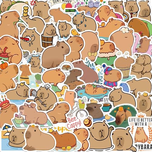 NATOSU 50 Stück süße Tieraufkleber, Vinyl, wasserdicht, Capybara-Aufkleber für Wasserflasche, Laptop, Gepäck, Snowboard, Gitarre, Scrapbook, Telefon NATOSU 50 Stück süße Tieraufkleber, Vinyl, wasserdicht, Capybara-Aufkleber für Wasserflasche, Laptop, Gepäck, Snowboard, Gitarre, Scrapbook, Telefon von NATOSU