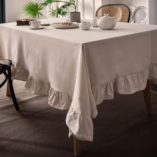 NATOU Volant Stitching Cotton Fabric Tischdecke waschbare Tischdecke für Hochzeit, Party, Esszimmer, Bankett, Dekoration, Tischdecke von NATOU