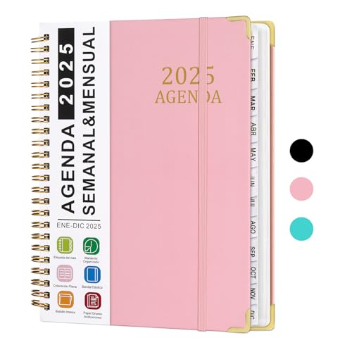 Kalender 2025 Buchkalender A5, Spanischer Planer Ringbuch Terminkalender 2025 Dezember Mit Monatsregiste Wochenplaner Terminplaner 2025 Für Büro Haushalt Schule Schriftliche Des TäGlichen Lebens von NATTHSWE