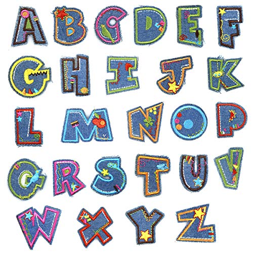 Natuce 26er Alphabet Stickerei Patches Aufnäher Bügelbild Aufbügler Bügeleisen auf Patches Applikation Nähen Eisen Auf Patch Abzeichen Bestickte Stoff DIY Kleidung Tasche Hut von NATUCE