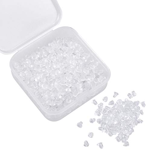 NATUCE 500PCS Universal Silikon Klar Gummi Ohrstopper Ohrstecker Verschlüsse, Kunststoff Ohrring Stopper, Ohrstopper, Ohrringverschlüsse, Ohrring Stopper Silikon für Ohrringe Machen von NATUCE