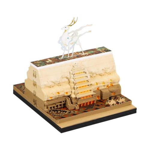 2026 Papierskulptur-Kalender, 3D-Notizblock, Kalender Dunhuang, doppelseitig, Weihnachtskalender, Geschenk, Schreibwaren für Freunde, 2026 Blockstück, einzigartiger Architekturblock für von NAUXIU