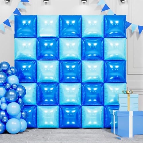 25 Stück doppelseitige quadratische Folienballons an der Wand, 48,3 cm, blaue Chrom-Folienballons, Tunnelbogen-Set für Junggesellinnenabschied, Jahrestag, Hochzeit, Geburtstagsparty von NAUXIU