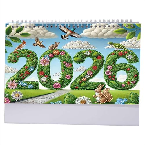 DIY Diamond Art Painting 2026 Tischkalender Ornament 12-Monatsplaner von Jan bis Dez, Home Office Schreibtischkalender für Planung & Dekoration - 2026 von NAUXIU