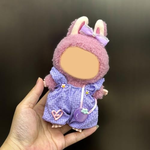 Kleidung für Labubu, Kleidungsset für Labubu-Puppe, Häkeln, niedliches, buntes handgefertigtes Outfit für 17 cm große Labubu-Puppenkleidung, stilvolle bezaubernde Modekleider, Kleidungszubehör (ohne von NAUXIU