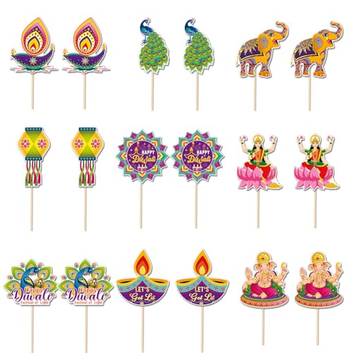 NAUZE 18 Stück Diwali-Cupcake-Aufsätze, niedliche Lichter, Party, Dessert, Cupcake-Topper, indische Diwali-Festival-Dekorationen für Zuhause, Kuchen, indisches Partyzubehör NAUZE 18 Stück Diwali-Cupcake-Aufsätze, niedliche Lichter, Party, Dessert, Cupcake-Topper, indische Diwali-Festival-Dekorationen für Zuhause, Kuchen, indisches Partyzubehör von NAUZE