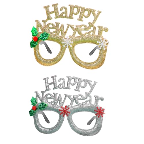 NAUZE 2 Stück Neujahrsbrillen, Gold und Silber, lustige Brillen, Neuheit, Feier, Partygeschenk, Foto-Requisiten, Zubehör für Silvesterparty NAUZE 2 Stück Neujahrsbrillen, Gold und Silber, lustige Brillen, Neuheit, Feier, Partygeschenk, Foto-Requisiten, Zubehör für Silvesterparty von NAUZE