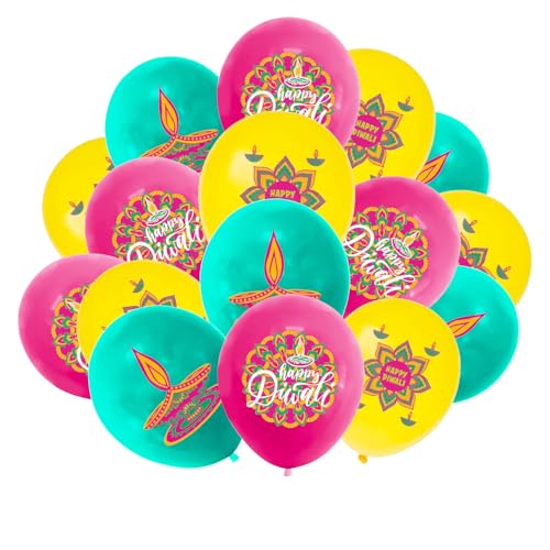 NAUZE 36 Stück Happy Diwali Luftballons, mehrfarbig, Diwali Deepavali, Latex-Luftballons, Festival der Lichter, indisches Deepavali-Partyzubehör für Erwachsene NAUZE 36 Stück Happy Diwali Luftballons, mehrfarbig, Diwali Deepavali, Latex-Luftballons, Festival der Lichter, indisches Deepavali-Partyzubehör für Erwachsene von NAUZE