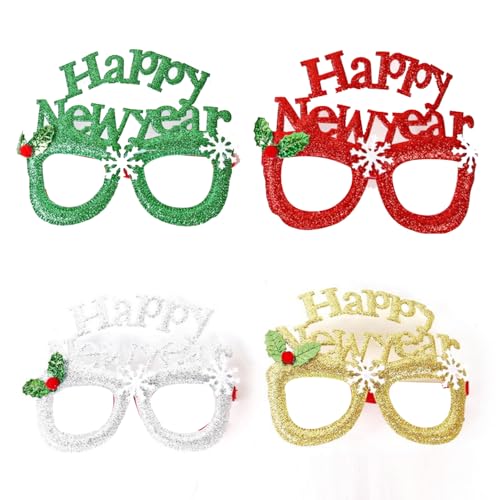 NAUZE 4 Stück Neujahrsbrillen, mehrfarbig, Weihnachts-Glitzer-Brillen, lustige Brillen, Foto-Requisite für Kinder und Erwachsene NAUZE 4 Stück Neujahrsbrillen, mehrfarbig, Weihnachts-Glitzer-Brillen, lustige Brillen, Foto-Requisite für Kinder und Erwachsene von NAUZE